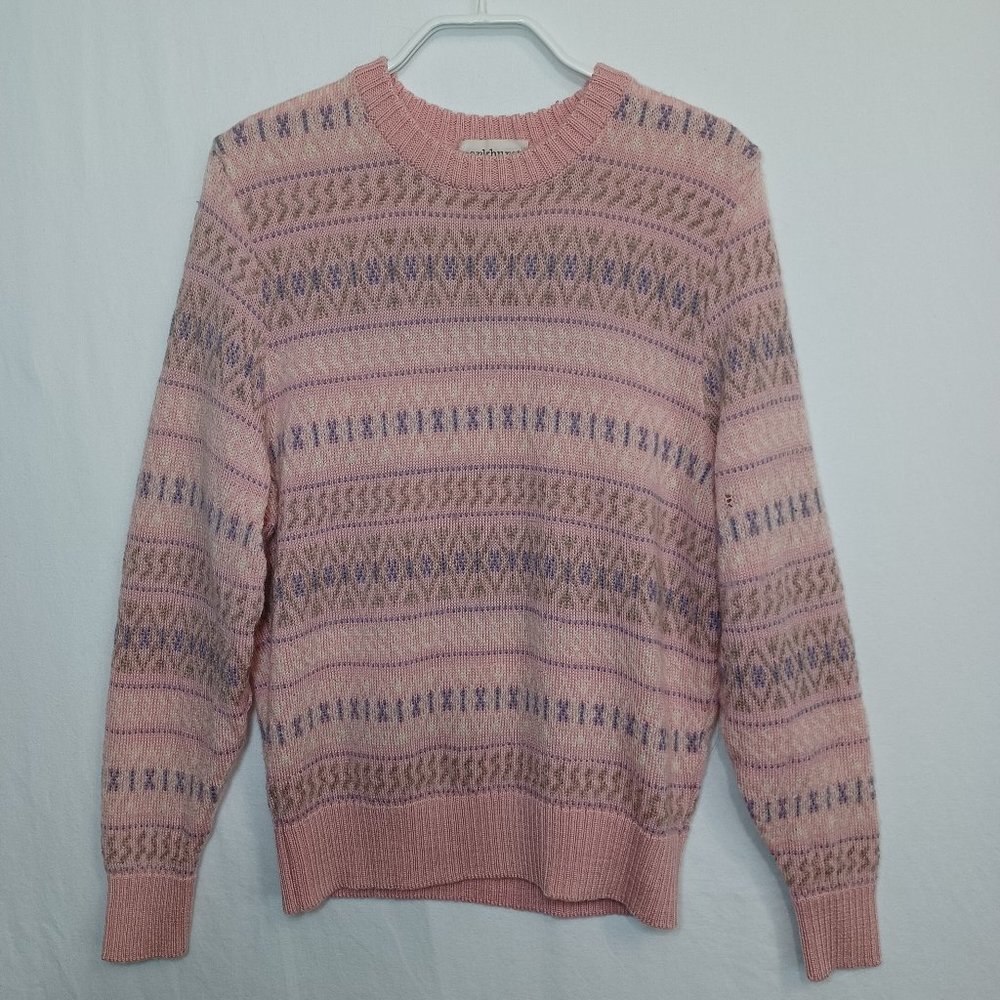 Parkhurst Vintage Pure Virgin Wool Pink Striped‎ Pullover Sweater